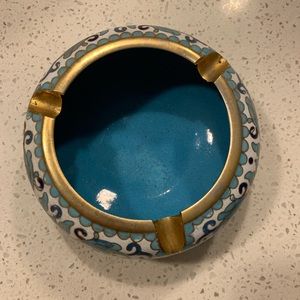 Vintage blue gold ashtray/trinket